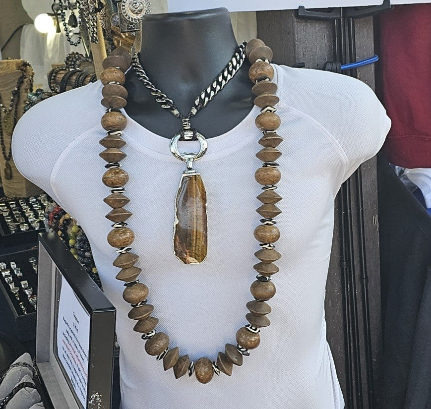 Men's Tribal Bronze Pendant Mask  24'